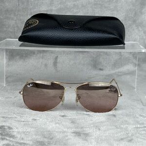 Ray Ban Sunglasses Cockpit Aviators Gold Frame RB3362 001/3E  59 14 With Case